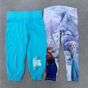 Disney Frozen Kids Leggings - Teal and Multicolor